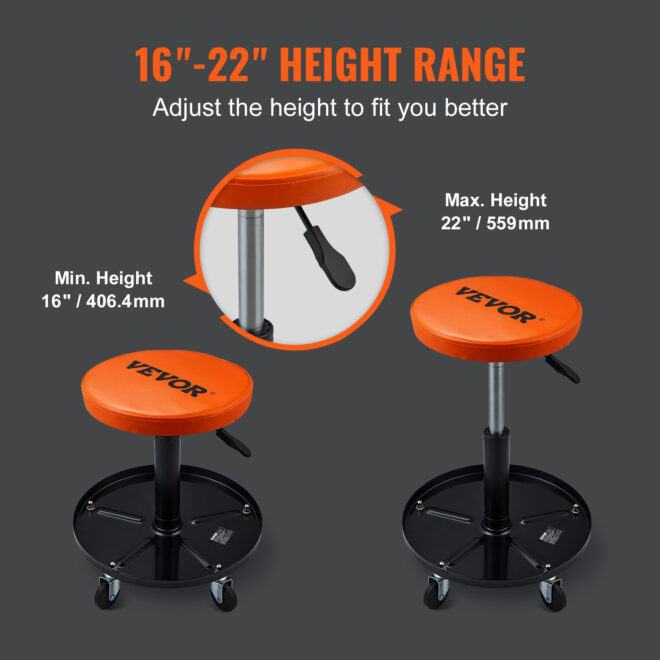 VEVOR Adjustable Mechanics Rolling Creeper Seat Stool Tool Tray for Shop Garage - Image 3