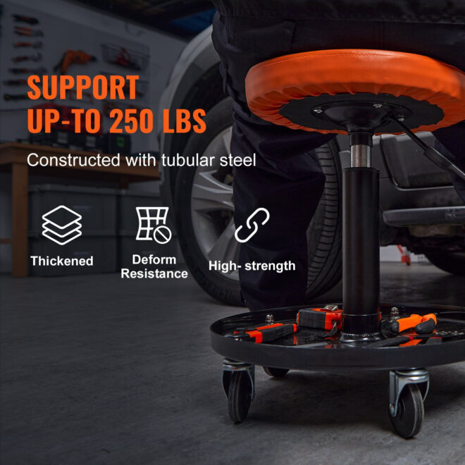 VEVOR Adjustable Mechanics Rolling Creeper Seat Stool Tool Tray for Shop Garage - Image 5