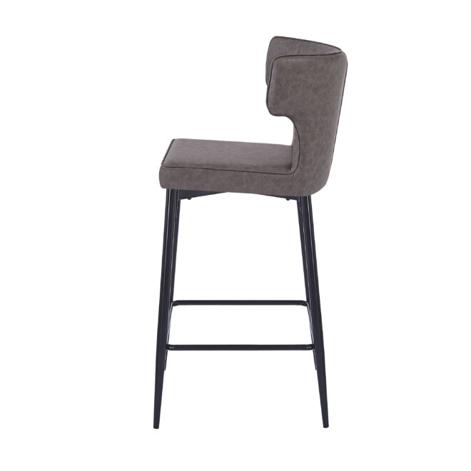 28inch Counter Height Bar Stools Set of 2, Modern Bar Upholstered Chairs with PU Leather, Metal Footrest and Frame for Kitchen Island, Bar Table, Dining Room, Gray - Image 14