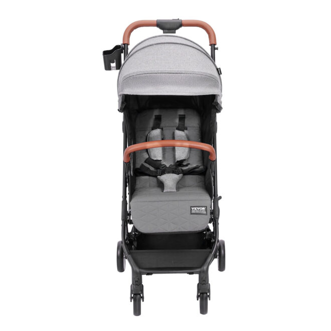 VEVOR Standard Baby Infant Stroller, Toddler Stroller with 95°-150° Adjustable Backrest & & 0/90°Adjustable Footrest & One-click Folding, Newborn Stroller with Cup Holder and Carry Bag, Dark Grey - Image 11