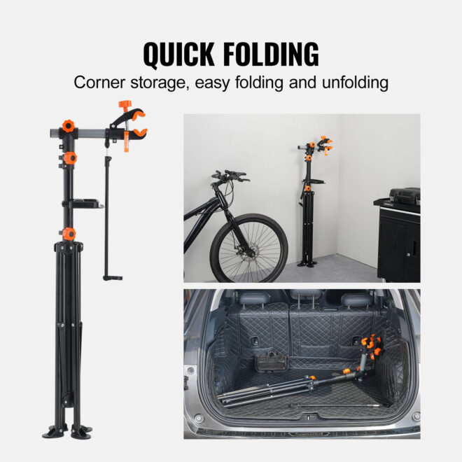 VEVOR Bike Repair Stand, 80 lbs Heavy-duty Steel Bicycle Repair Stand, Adjustable Height Bike Maintenance Workstand with Magnetic Tool Tray Telescopic Arm, Foldable Bike Work Stand for Home, Shops - Image 6