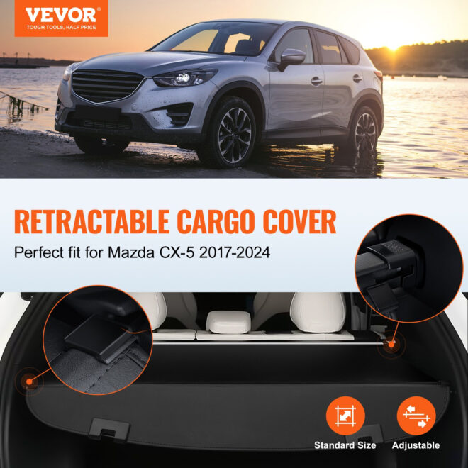 VEVOR Retractable Cargo Cover for Mazda CX-5 2017-2024 Upgraded Rear Trunk Cover - Image 2