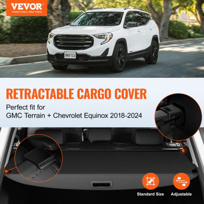 VEVOR Retractable Cargo Cover for GMC Terrain + Chevrolet Equinox 2018-2024 - Image 2