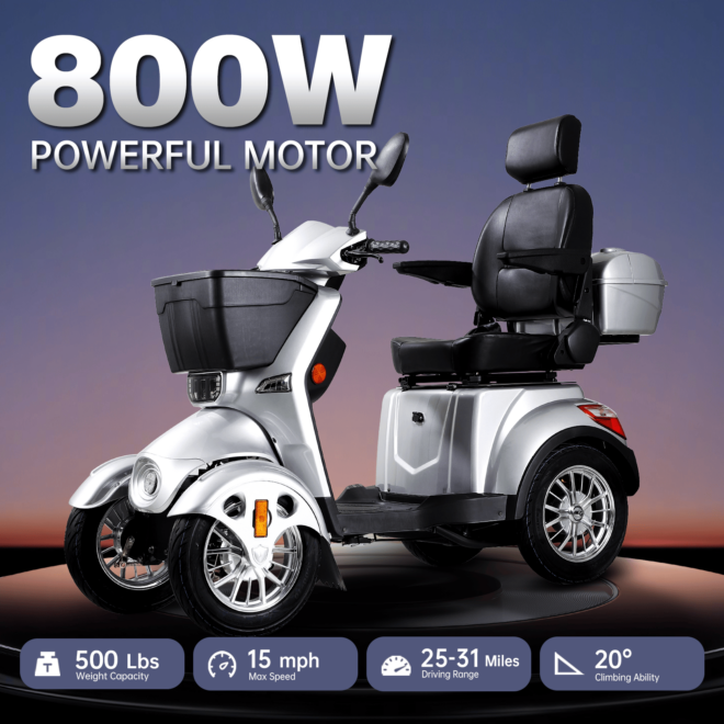 XL3D4L Electric Mobility Recreational Travel Scooter for Adults,Mobility Scooters for Seniors, 4 Wheel Powered Mobility Scooters, - Image 2