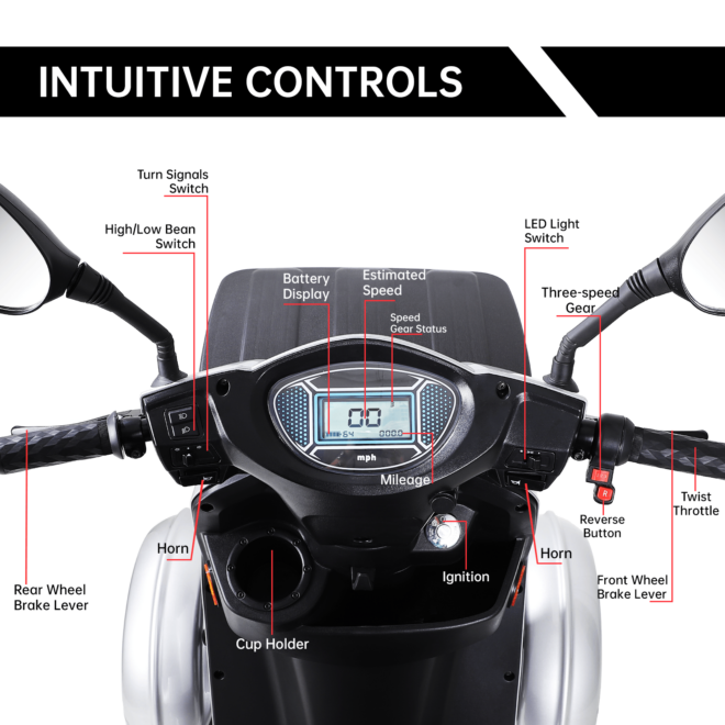 XL3D4L Electric Mobility Recreational Travel Scooter for Adults,Mobility Scooters for Seniors, 4 Wheel Powered Mobility Scooters, - Image 6