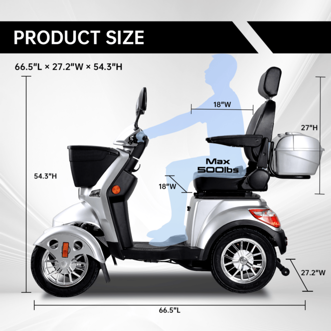 XL3D4L Electric Mobility Recreational Travel Scooter for Adults,Mobility Scooters for Seniors, 4 Wheel Powered Mobility Scooters, - Image 7