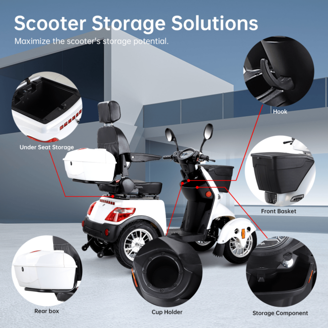 XL3D4L Electric Mobility Recreational Travel Scooter for Adults,Mobility Scooters for Seniors, 4 Wheel Powered Mobility Scooters, - Image 5