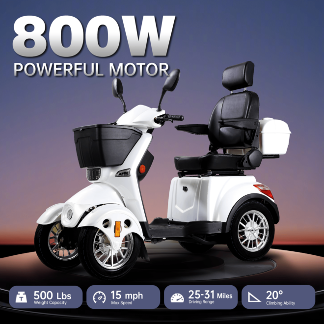 XL3D4L Electric Mobility Recreational Travel Scooter for Adults,Mobility Scooters for Seniors, 4 Wheel Powered Mobility Scooters, - Image 8