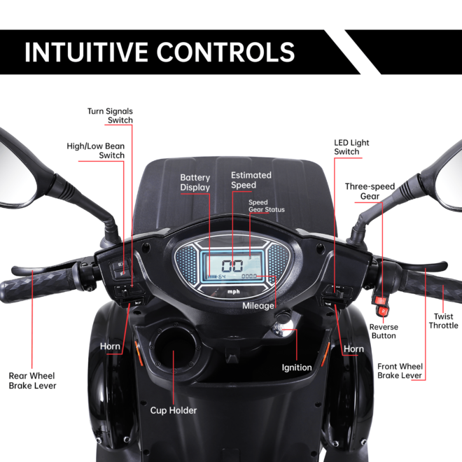 XL3D4L Electric Mobility Recreational Travel Scooter for Adults,Mobility Scooters for Seniors, 4 Wheel Powered Mobility Scooters, - Image 6
