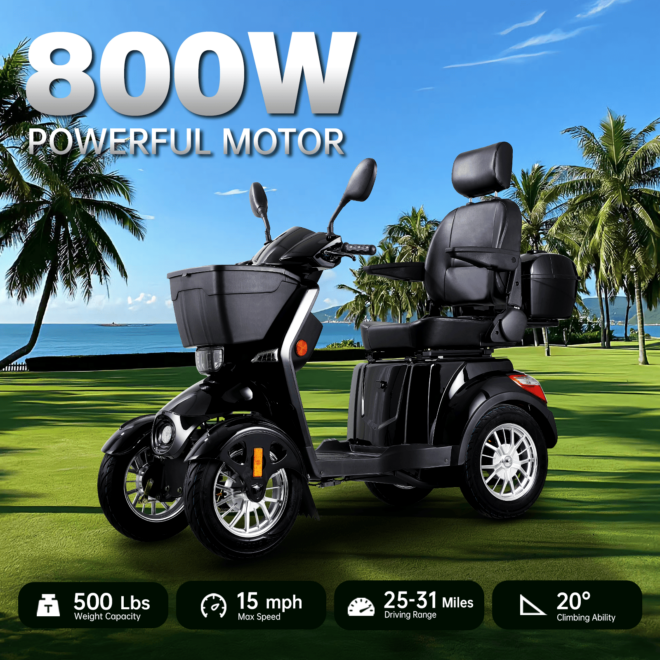 XL3D4L Electric Mobility Recreational Travel Scooter for Adults,Mobility Scooters for Seniors, 4 Wheel Powered Mobility Scooters, - Image 8