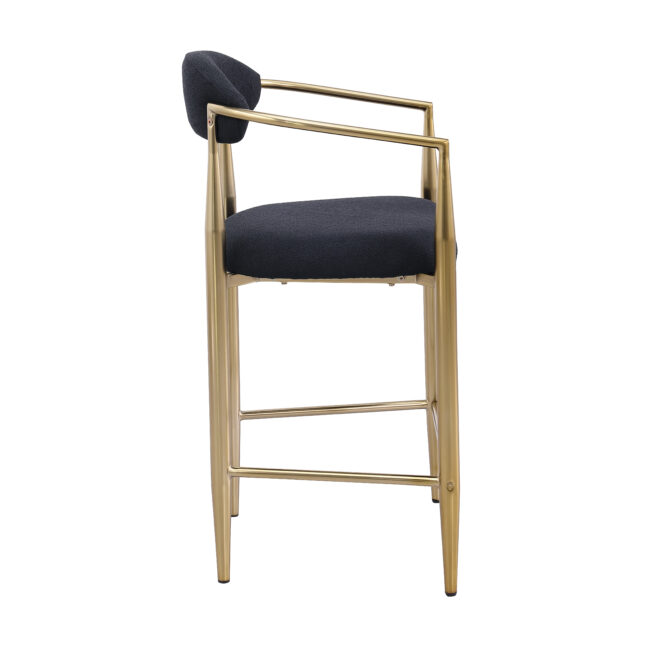 Modern Boucle Bar Stools Set of 2 Modern Upholstered Bar Height Barstools Vintage High Island Chairs with Metal Frame/Back/Arms for Kitchen/Home Pub/Dining Room - Image 3