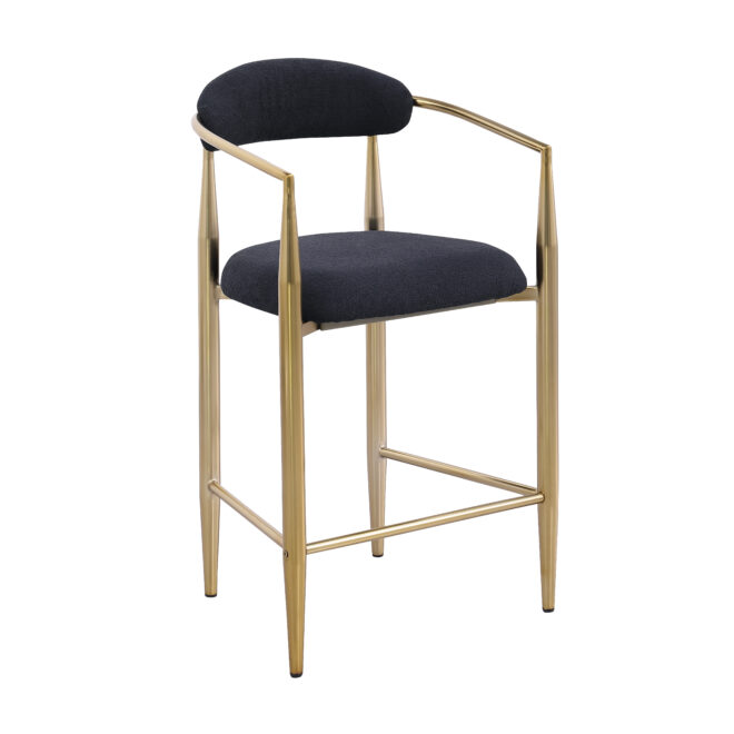 Modern Boucle Bar Stools Set of 2 Modern Upholstered Bar Height Barstools Vintage High Island Chairs with Metal Frame/Back/Arms for Kitchen/Home Pub/Dining Room - Image 4