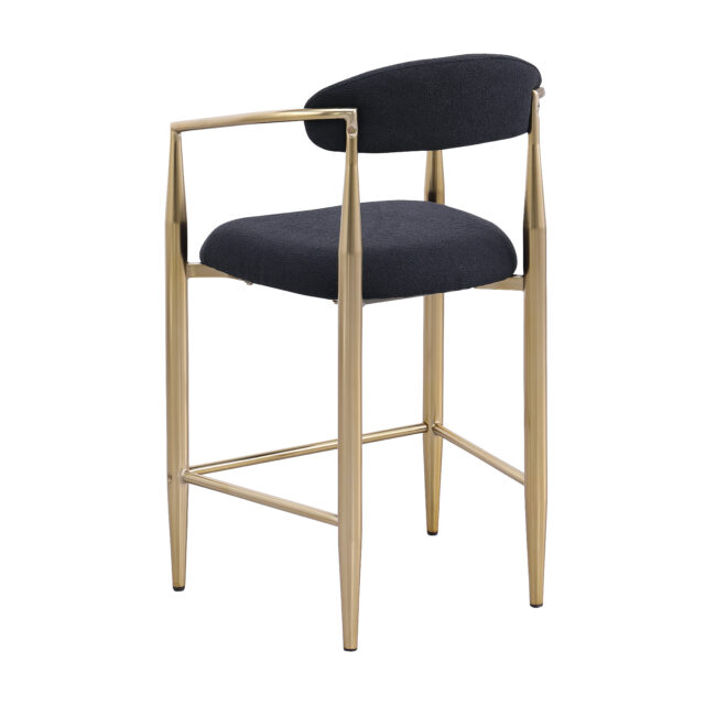Modern Boucle Bar Stools Set of 2 Modern Upholstered Bar Height Barstools Vintage High Island Chairs with Metal Frame/Back/Arms for Kitchen/Home Pub/Dining Room - Image 5