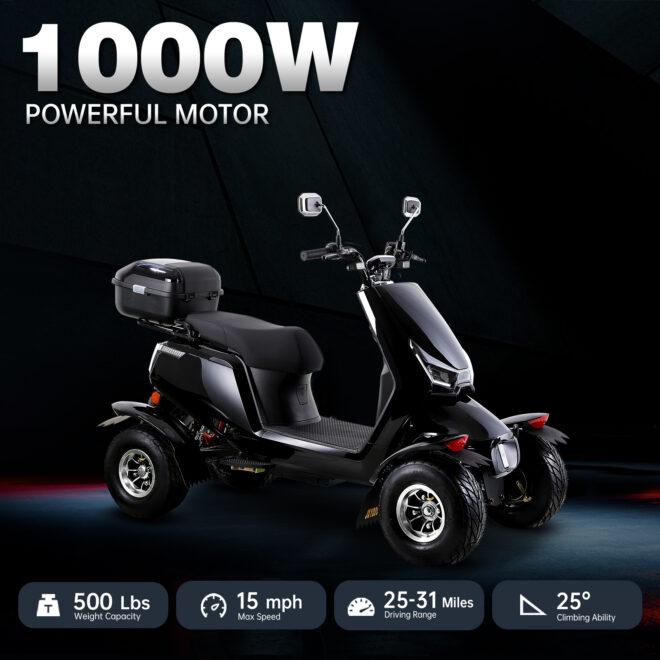Electric Mobility Recreational Travel Scooter for Adults,Mobility Scooters for Seniors, 4 Wheel Powered Mobility Scooters, - Image 4