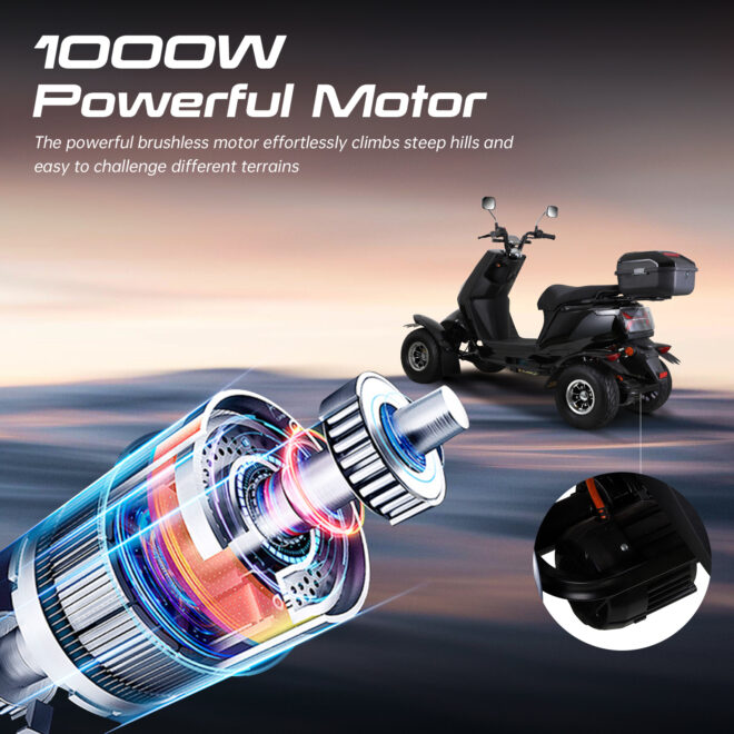 Electric Mobility Recreational Travel Scooter for Adults,Mobility Scooters for Seniors, 4 Wheel Powered Mobility Scooters, - Image 9