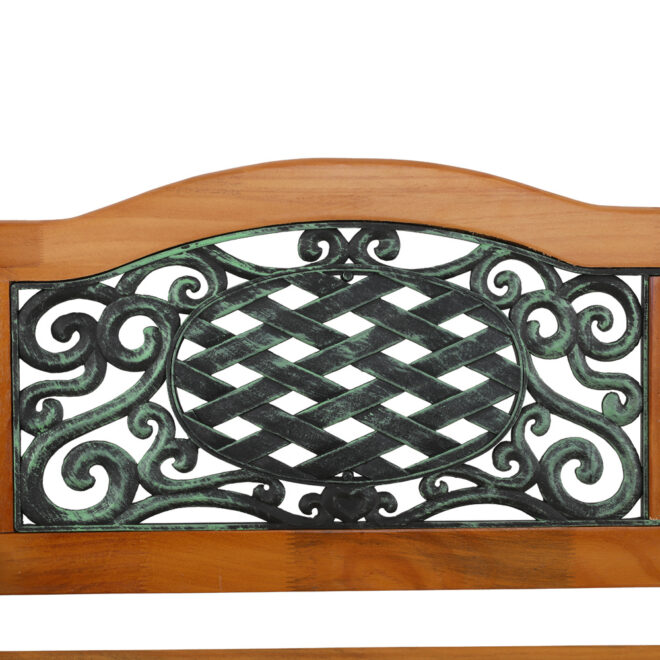 49" Garden Bench Outdoor Patio Park Chair Furniture Hardwood Slats Cast Iron Frame - Image 6