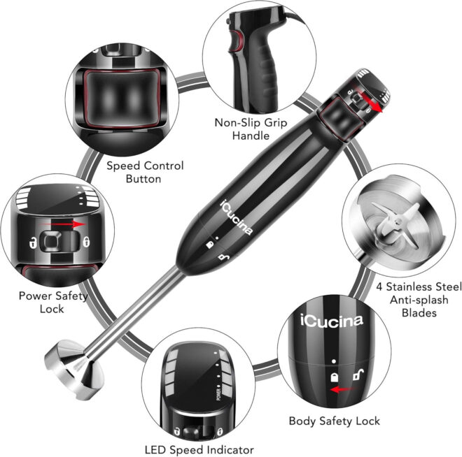 iCucina 4-in-1 Variable Speed Immersion Hand Blender - Image 2