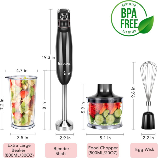 iCucina 4-in-1 Variable Speed Immersion Hand Blender - Image 5