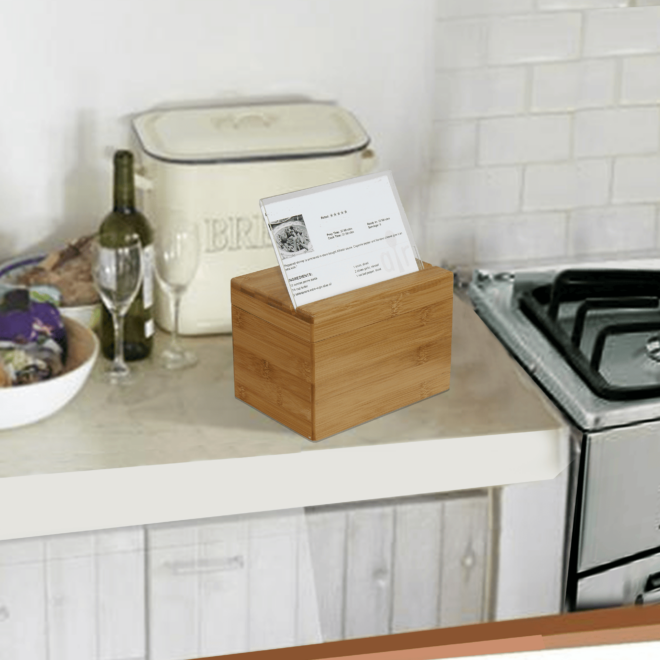 Oceanstar Bamboo Recipe Box with Divider - Image 5