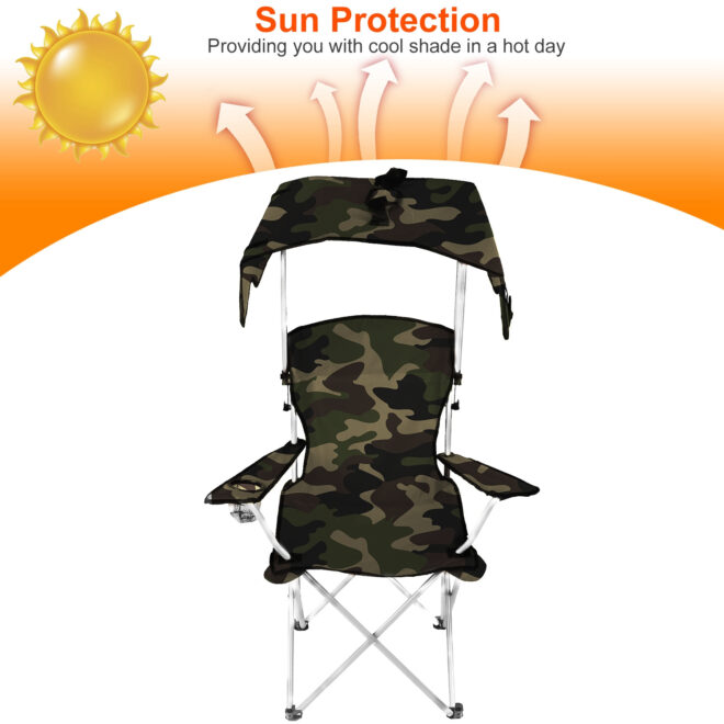Foldable Beach Canopy Chair Sun Protection Camping Lawn Canopy Chair 330LBS Load Folding Seat - Image 3
