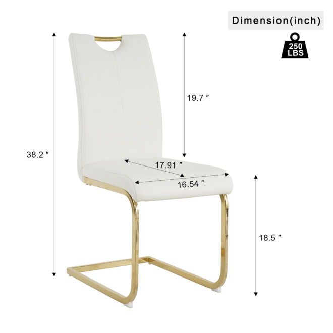 Modern Dining Chairs with Faux Leather Padded Seat Dining Living Room Chairs Upholstered Chair with gold Metal Legs Design for Kitchen, Living, Bedroom, Dining Room Side Chairs Set of 4 - Image 9