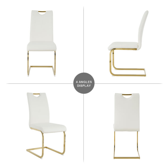 Modern Dining Chairs with Faux Leather Padded Seat Dining Living Room Chairs Upholstered Chair with gold Metal Legs Design for Kitchen, Living, Bedroom, Dining Room Side Chairs Set of 4 - Image 10