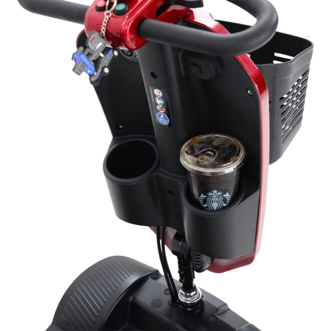 MAX PLUS RED 4 Wheels Outdoor Compact Mobility Scooter with 2pcs*20AH Lead acid Battery, 16 Miles, Cuo Holders & USB charger Port - Image 10