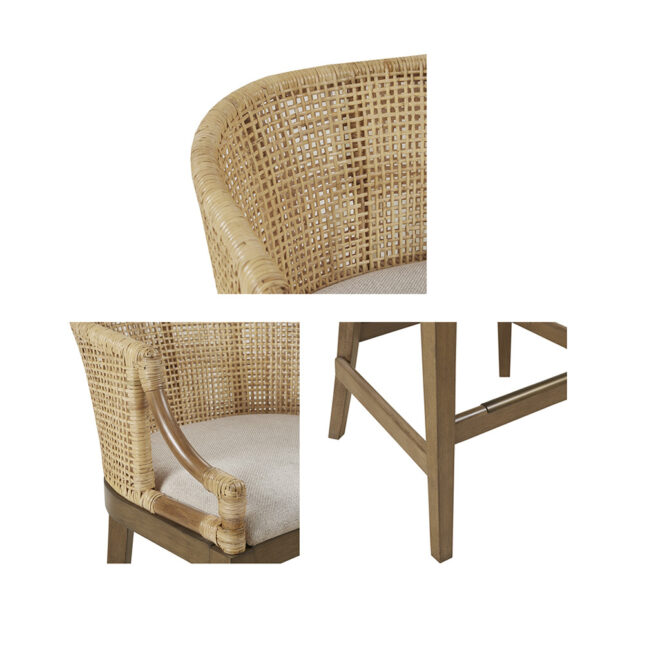 Handcrafted Rattan Counter Stool 25" H - Image 7