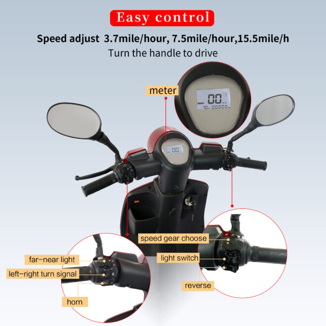 Fastest Mobility Scooter With Four Wheels For Adults & Seniors, Red - Image 2