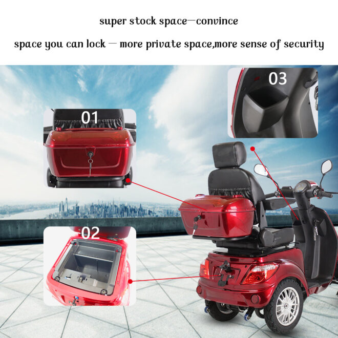 Fastest Mobility Scooter With Four Wheels For Adults & Seniors, Red - Image 3