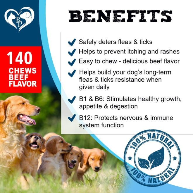 Flea and Tick Prevention Chewable Pills for Dogs and Cats Pest Control & Natural Defense Chewables Small Tablets Beef Taste - Image 3