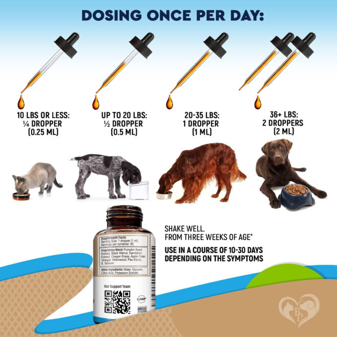 Cats and Dogs Natural Worm Treatment with Probiotic Liquid Herbal Medicine Prevention Medication Supplement Drops for Kitten and Puppies for Daily Use with Pet Food - Image 5