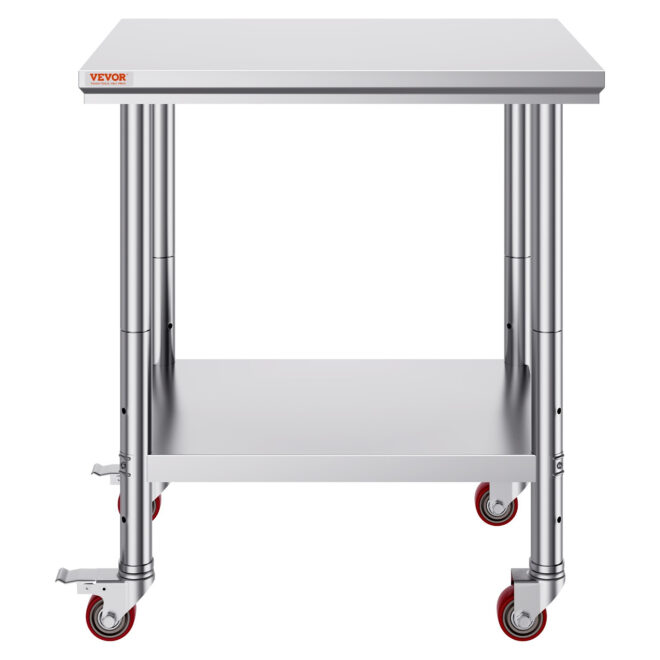 VEVOR Stainless Steel Work Table with Wheels 24 x 30 Prep Table with casters Heavy Duty Work Table for Commercial Kitchen Restaurant Business (24 x 30 x 33.8 Inch) - Image 10