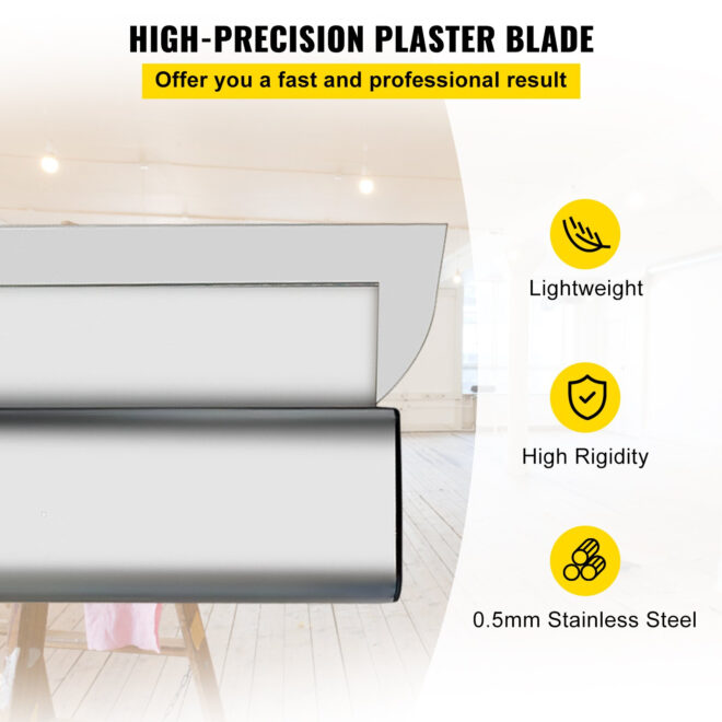 VEVOR Skimming Blade Set,10"+24"+32" Blades + 35"-78" Extension Handle, European Stainless Steel Construction Knife, Aluminum Blade Profile Smoothing Knockdown Spatula for Gyprock/Drywall/Wall-Board - Image 3