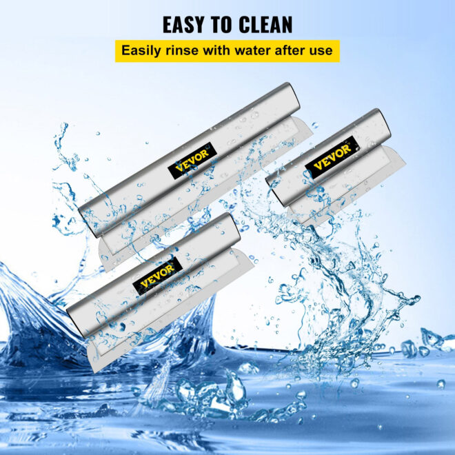 VEVOR Skimming Blade Set,10"+24"+32" Blades + 35"-78" Extension Handle, European Stainless Steel Construction Knife, Aluminum Blade Profile Smoothing Knockdown Spatula for Gyprock/Drywall/Wall-Board - Image 6