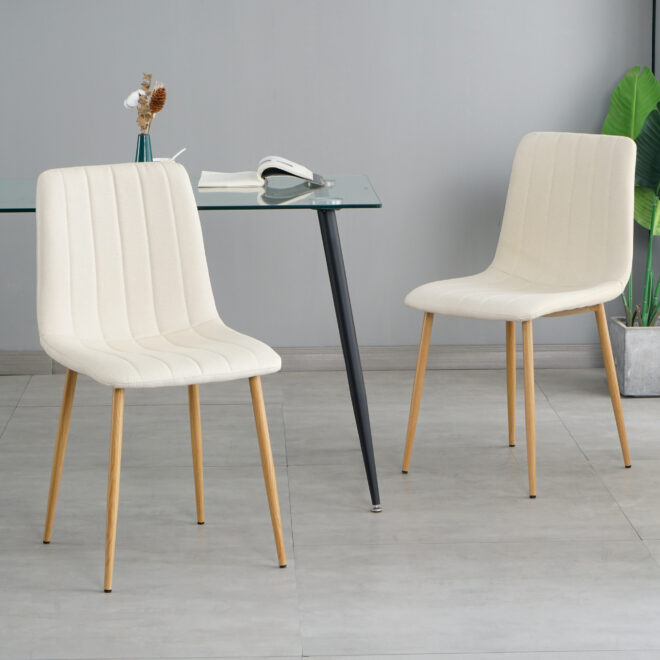 Modern beige cloth dining chair , Fabric Accent Upholstered Chairs Side Chair with wood-transfer Metal Legs for Home Furniture Living Room Bedroom Kitchen Dinning room(set of 4) - Image 11