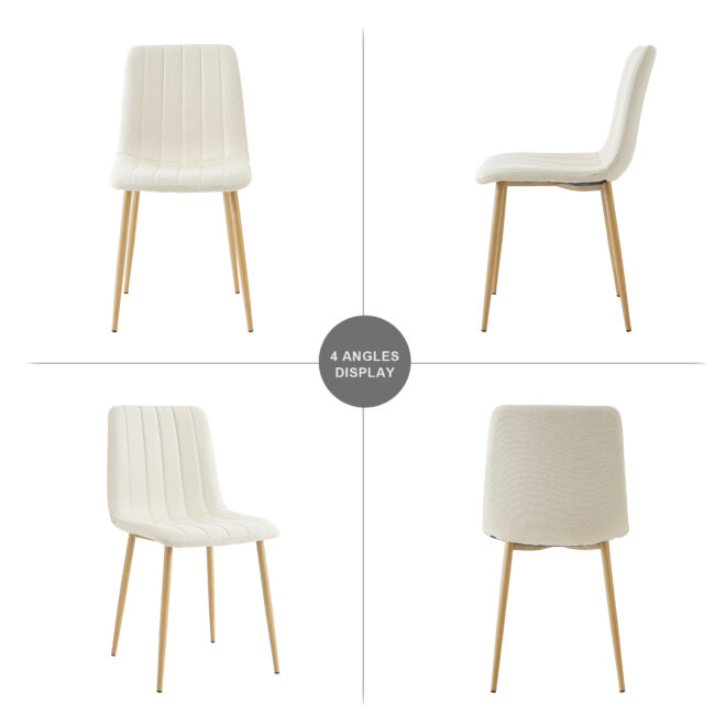 Modern beige cloth dining chair , Fabric Accent Upholstered Chairs Side Chair with wood-transfer Metal Legs for Home Furniture Living Room Bedroom Kitchen Dinning room(set of 4) - Image 6