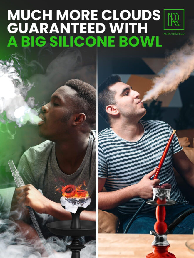 Hookah Set With Everything 4 Hose Black Hookah Set with 50x Foil Big Silicone Bowl 10x Tips 4x Mouthpiece 4x Hookah Hose Tongs - Image 2