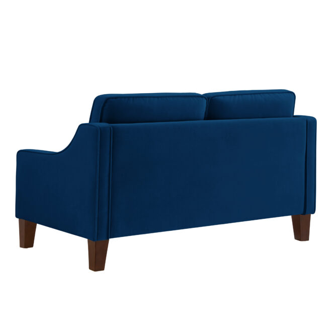 Modern Loveseat sofa for Living Room, Upholstered Velvet Small Couch with Wooden Legs for Livingroom Bedroom, Navy - Image 7