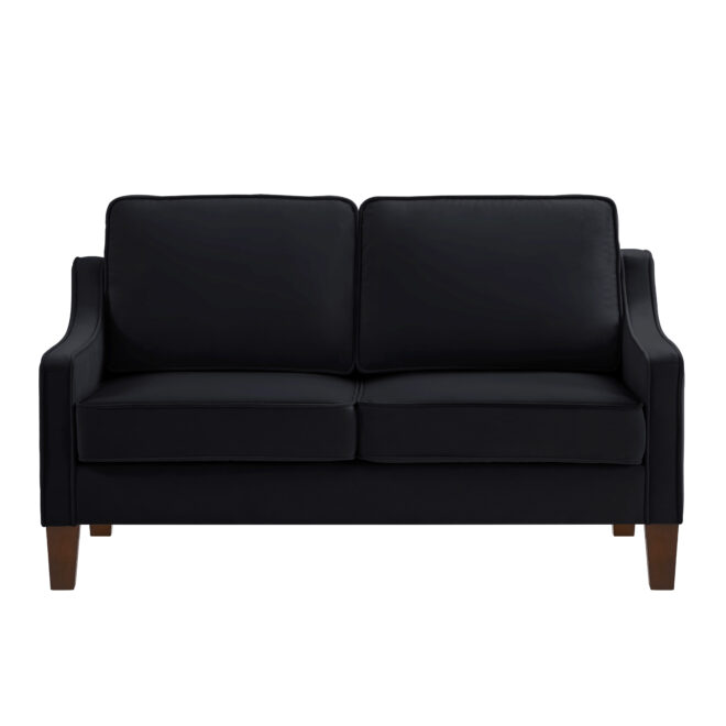 Modern Loveseat sofa for Living Room, Upholstered Velvet Small Couch with Wooden Legs for Livingroom Bedroom, Black - Image 4