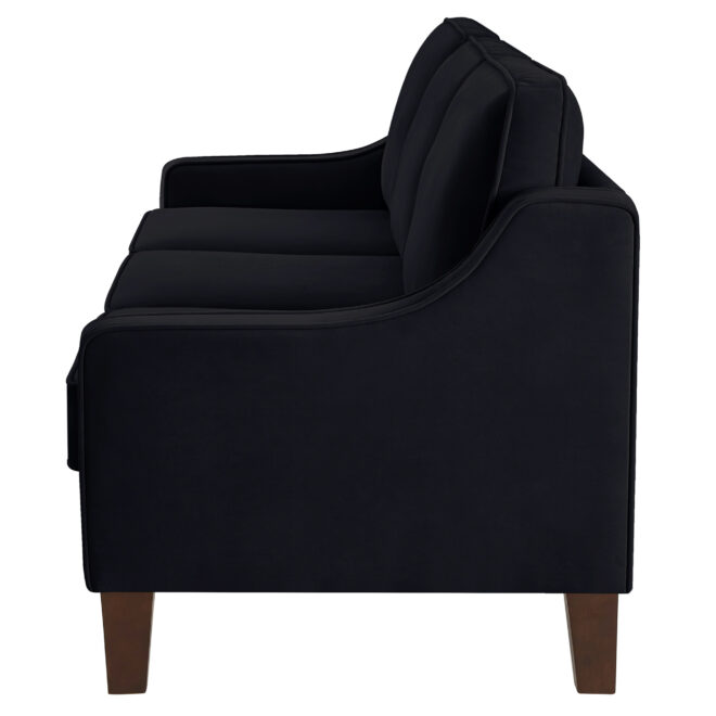 Modern Loveseat sofa for Living Room, Upholstered Velvet Small Couch with Wooden Legs for Livingroom Bedroom, Black - Image 6