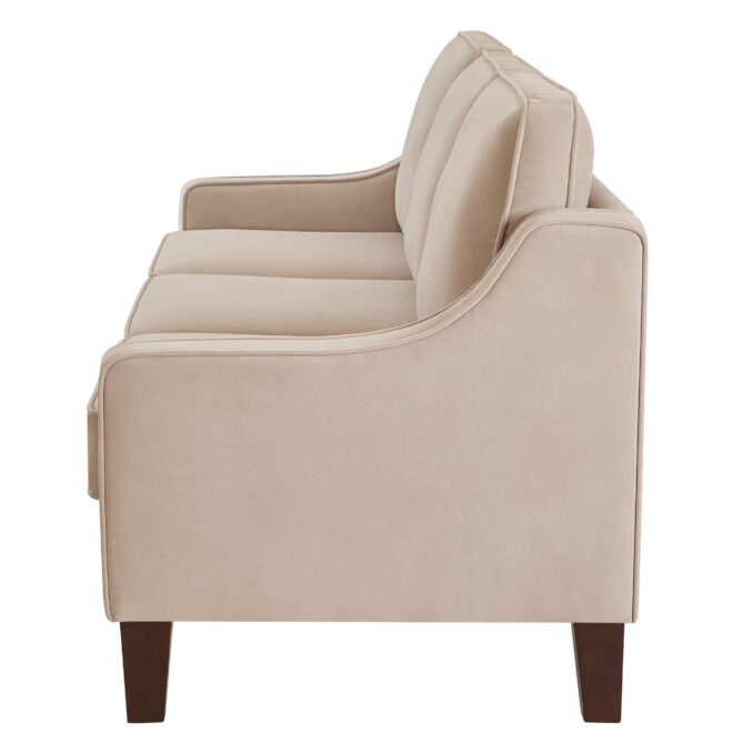 Modern Loveseat sofa for Living Room, Upholstered Velvet Small Couch with Wooden Legs for Livingroom Bedroom, Taupe - Image 7
