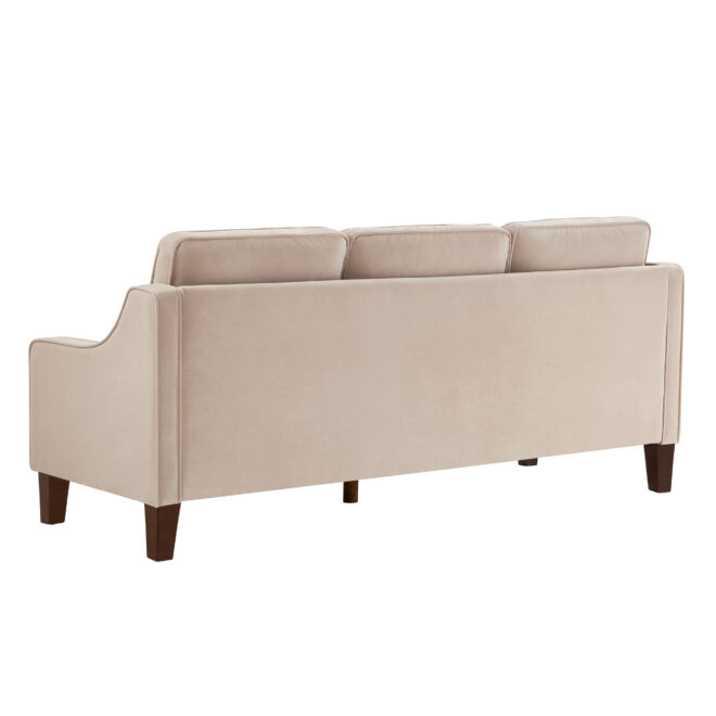 Modern 3 Person seat Sofa Couch with Scooped Armrest/Wood legs,Upholstered Velvet 3-seat Sofa with Removable Cushions for Livingroom Bedroom,Taupe - Image 6