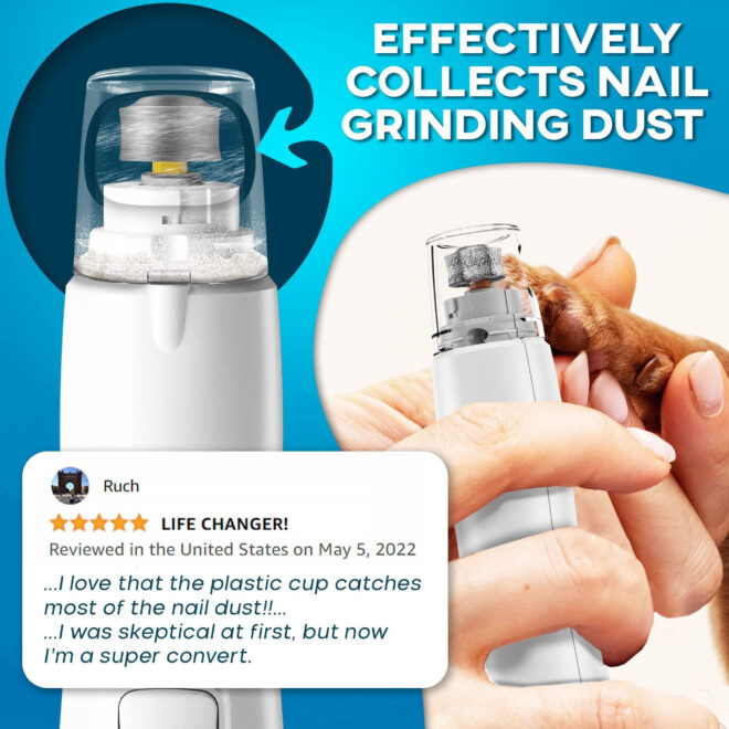 Orange Dog Nail Grinder with LED Light Rechargeable Dog Nail Grinder for Large Dogs Medium Small Dogs Professional Pet Nail Grinder for Dogs Quiet Soft Puppy Grooming Cat Nail Grinder Dog Nail Trimmer - Image 4