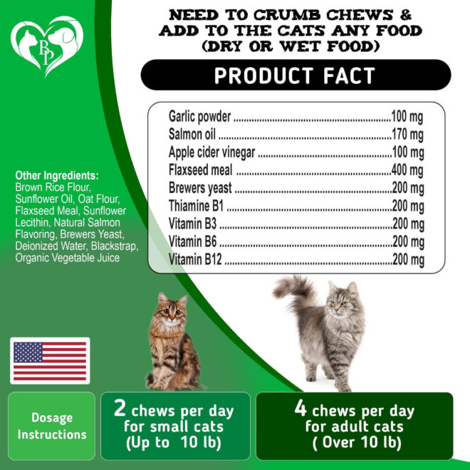 Flea and Tick Prevention Chewable Pills for Cats Revolution Oral Flea Treatment for Pets Pest Control & Natural Defense Chewables Small Tablets Salmon Fish Taste - Image 5