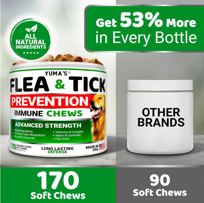 Flea and Tick Prevention for Dogs Chewables 170 Treats Natural Dog Flea and Tick Treatment All Breeds & Ages Made in USA - Image 5
