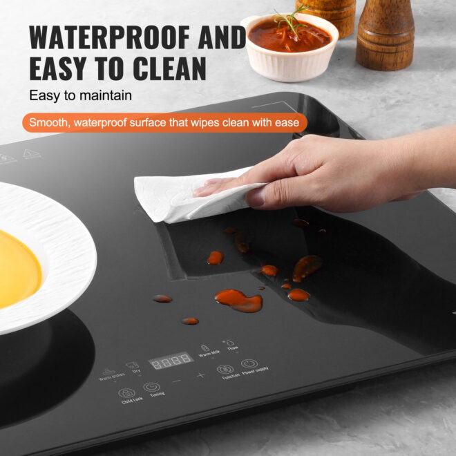 VEVOR Electric Warming Tray Buffet Food Warming w/ Temp Control Tempered Glass - Image 4