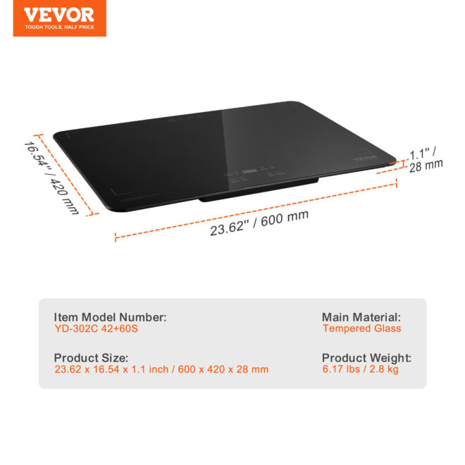 VEVOR Electric Warming Tray Buffet Food Warming w/ Temp Control Tempered Glass - Image 7