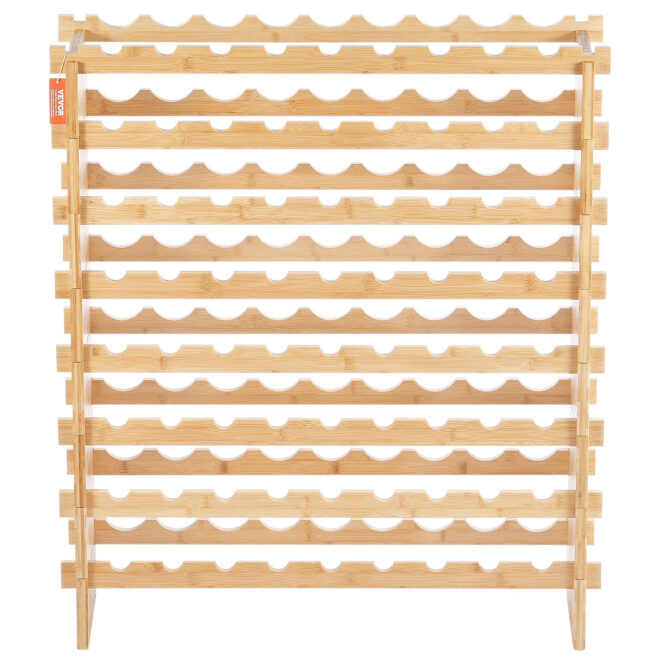 VEVOR 72 Bottle Upgrade Modular Wine Rack Bamboo Wood Display Shelf 8-Tier - Image 11