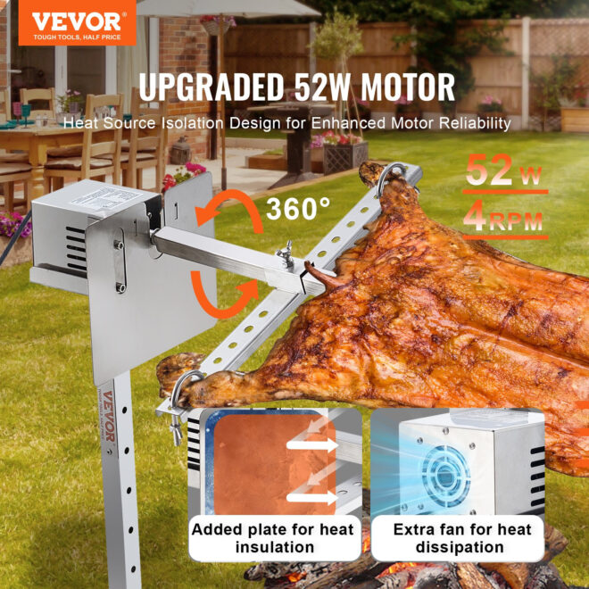 VEVOR 46" Electric BBQ Rotisserie Grill Kit Stainless Steel Grill 132lb Pig Lamb - Image 2